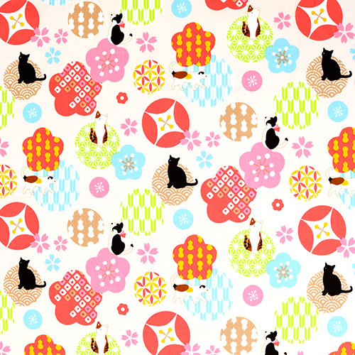Cercles De Fleurs À Motifs Japonais Chats