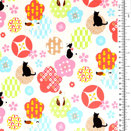 Cercles De Fleurs À Motifs Japonais Chats 1