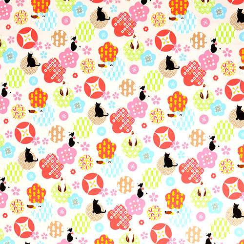 Cercles De Fleurs À Motifs Japonais Chats 4