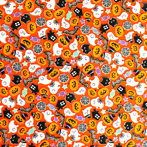 Citrouille d'Halloween Chauve-souris Toile d'araigne Biscuit Tissu par Cosmo