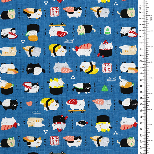 Cute Food Sushi Cats Dark Blue 1