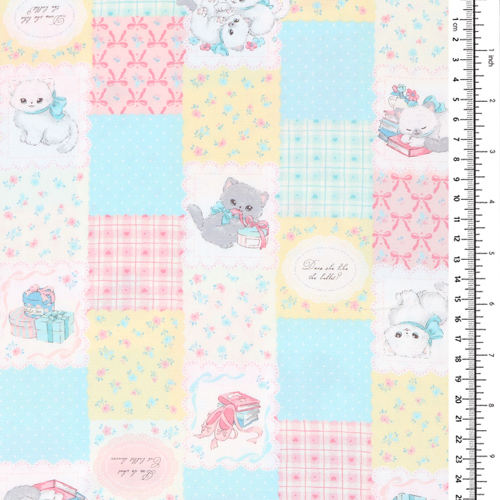 Cadeaux Chatons Patchwork Carrés Jaune Pastel 1