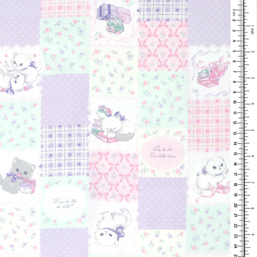 Cadeaux Chatons Patchwork Carrés Lavande Pastel 1