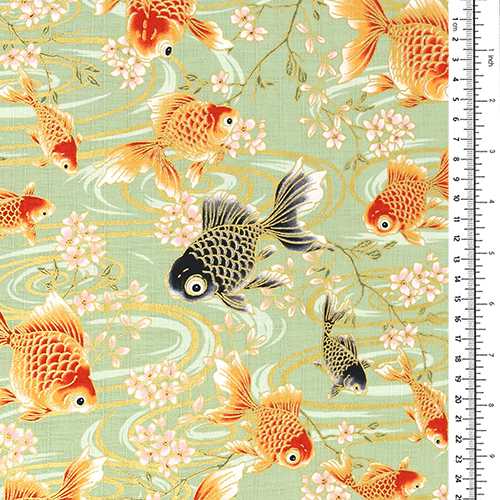 Poisson Rouge Piscine Tranquille Fleur Verte 1