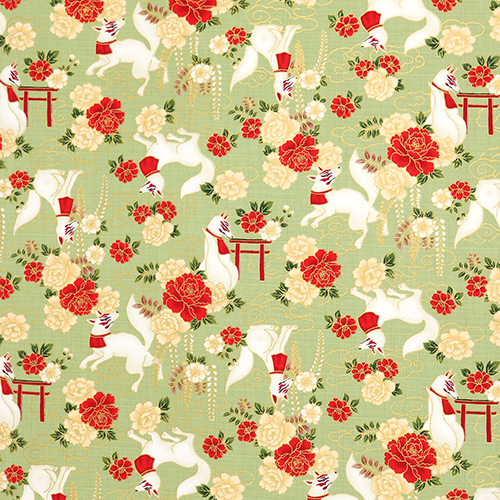 Kitsune Mythiques Renards Esprits Blancs Vert 4