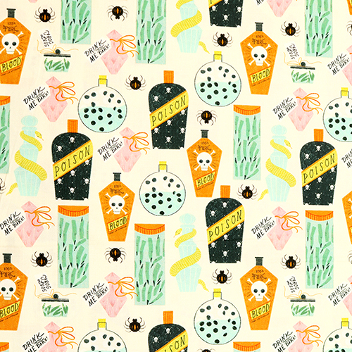 Potions Bouh Bouteilles De Breuvage De Sorcires Halloween Tissu par Dear Stella