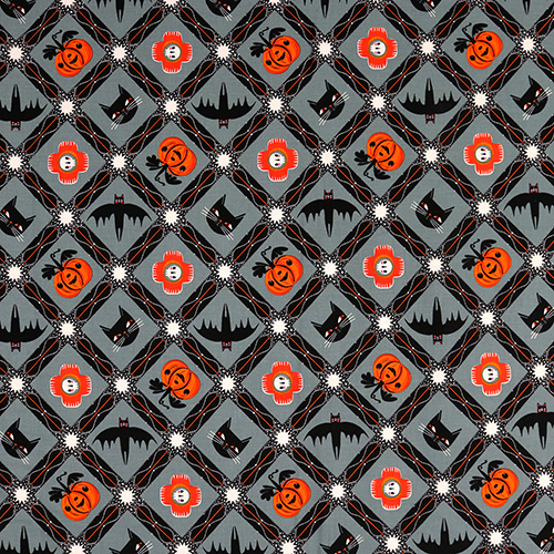 Amis Sorciers Carrs  Treillis D’Halloween Tissu