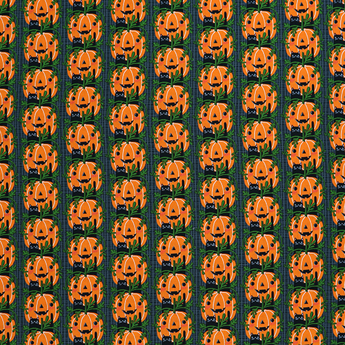 Kitty Rows Halloween Pumpkin Cats Fabric