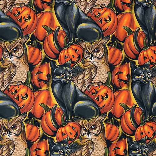 Gufi Di Halloween Zucca Festa Gatti Tessuto