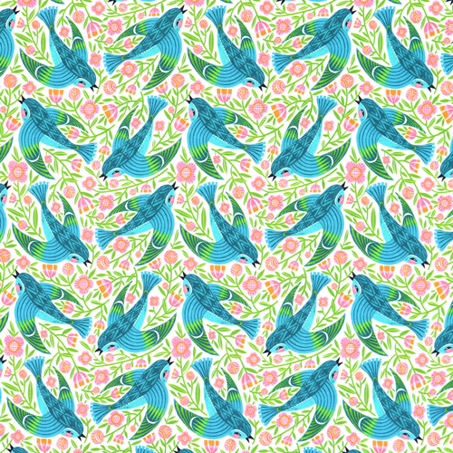 Blue Birdy Cori Dantini Ce Que L’Oiseau A Dit Voler Tissu par Free Spirit