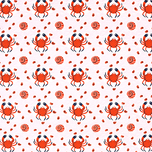 Ligne De Rivage Escargots De Mer Crabes Mare Montante Tissu par Free Spirit