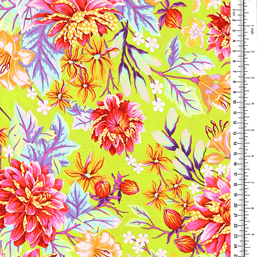 Tula Pink Hallo Dahlia Moonbeam Limette Floral 1
