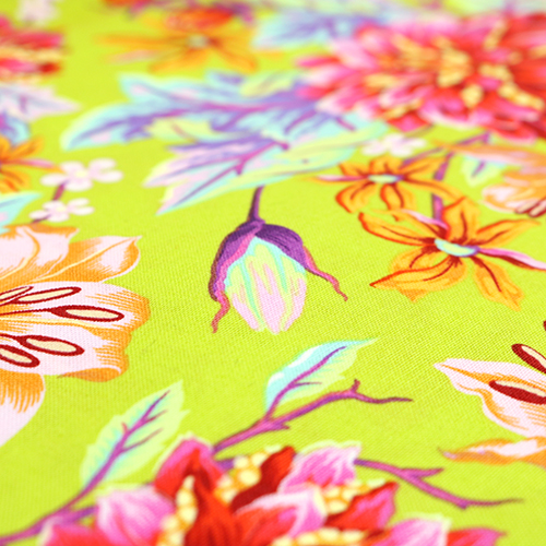 Tula Pink Hallo Dahlia Moonbeam Limette Floral 5