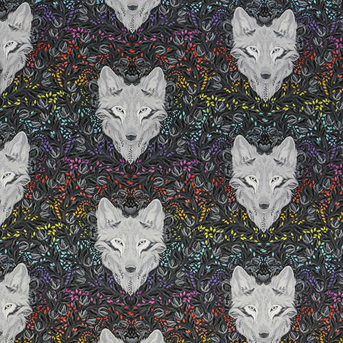 Tula Pink Wolf of Pink Street Carbon Graywork 4