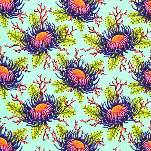 Tula Pink Floral Reef Amis & An&eacute;mones &Eacute;cume De Mer