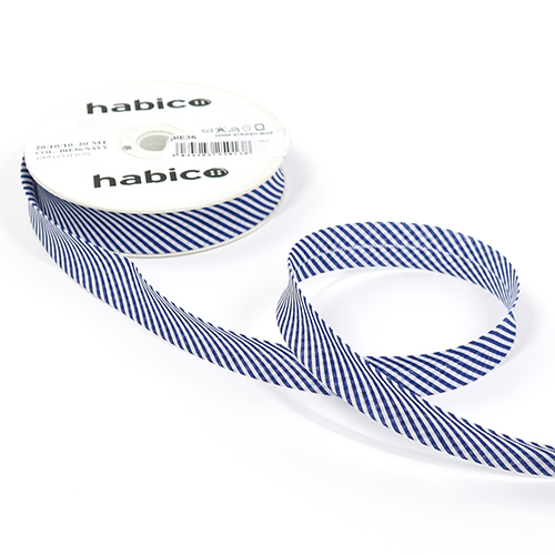 Biais Rayé 20mm - Bleu Marine par Habico
