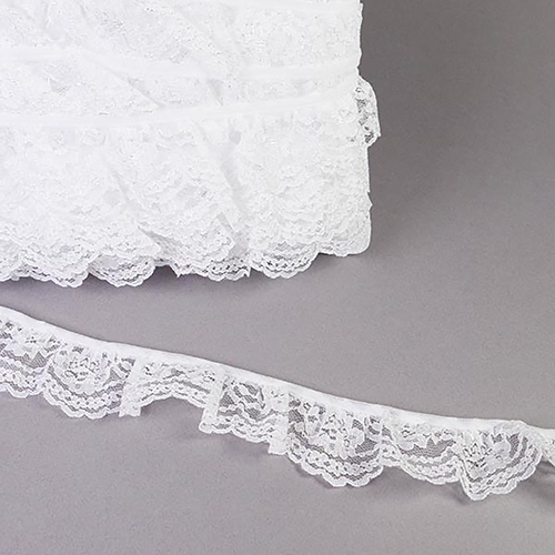 Dentelle  Volants Prcroise 38 mm - Blanc clatant par Habico