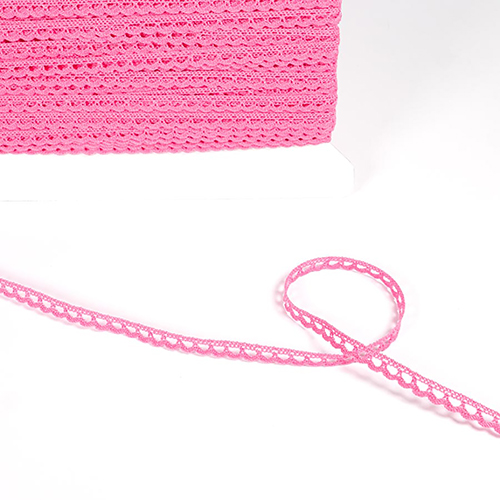 Dentelle En Coton Fine  Bordure 7 Mm - Rose par Habico
