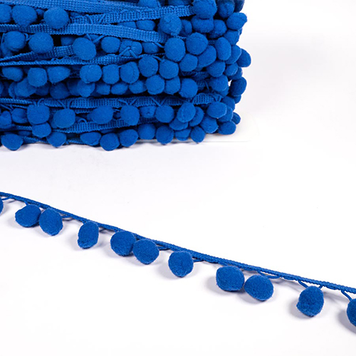 Bordure  Franges Pompon - Bleu Royal par Habico