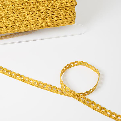 Polyester-Spitze Mit Bogenförmiger Zackenlitze 11mm - Ockergelb von Habico