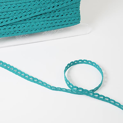 Polyester-Spitze Mit Bogenförmiger Zackenlitze 11mm - Petrol von Habico
