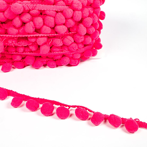 Pompon-Fransenborte - Knallpink von Habico