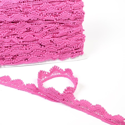 Ausgefallene Wellenförmige Punktierte Guipure-Spitze 26mm - Rosa von Habico