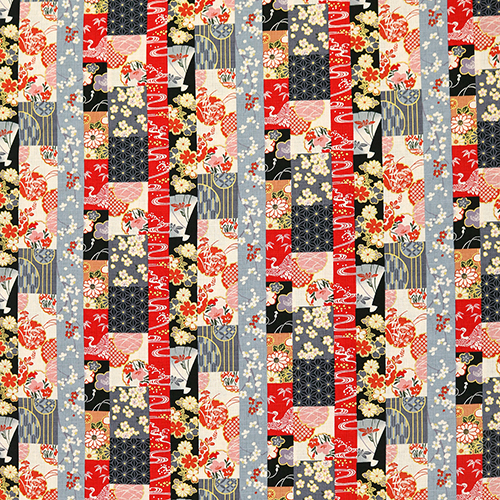 Traditionelle Japanische Streifen Patchwork Rechtecke Gold 4
