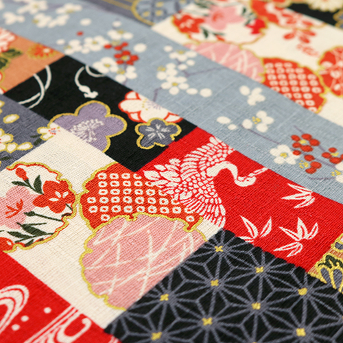 Traditionelle Japanische Streifen Patchwork Rechtecke Gold 5