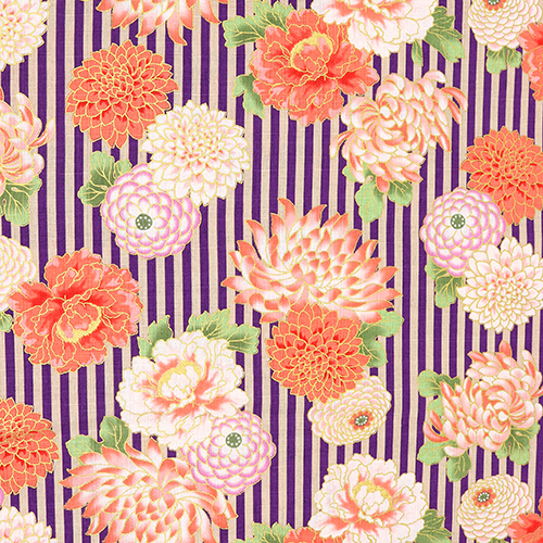 Rayures De Fleurs De Chrysanthème À Détails Dorés