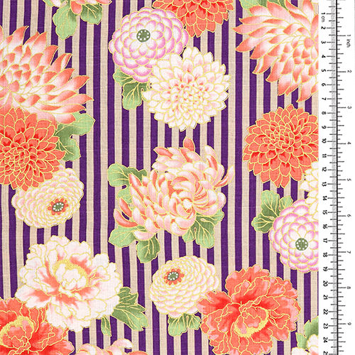 Rayures De Fleurs De Chrysanthème À Détails Dorés 1