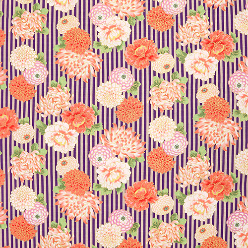 Rayures De Fleurs De Chrysanthème À Détails Dorés 4