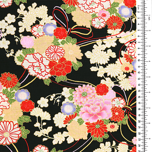 Goldene Metallische Japanische Blumen Und Seil 1