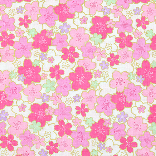 Goldene Sakura-Blüte Kyoto Frühling Weiß Stoff von Hokkoh