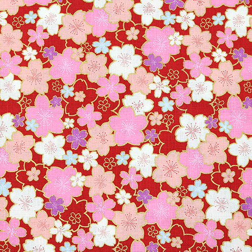 Goldene Sakura-Blüte Kyoto Frühling Rot Stoff von Hokkoh