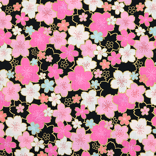 Goldene Sakura-Blüte Kyoto Frühling Schwarz Stoff von Hokkoh