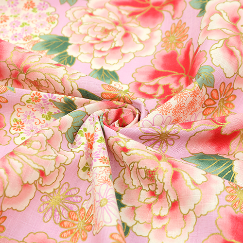 Vergoldete Pfingstrose Kyoto Blumenmuster Rosa 2