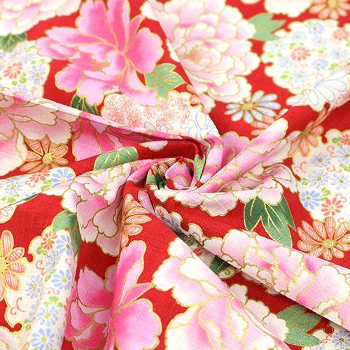 Vergoldete Pfingstrose Kyoto Blumenmuster Rot 2