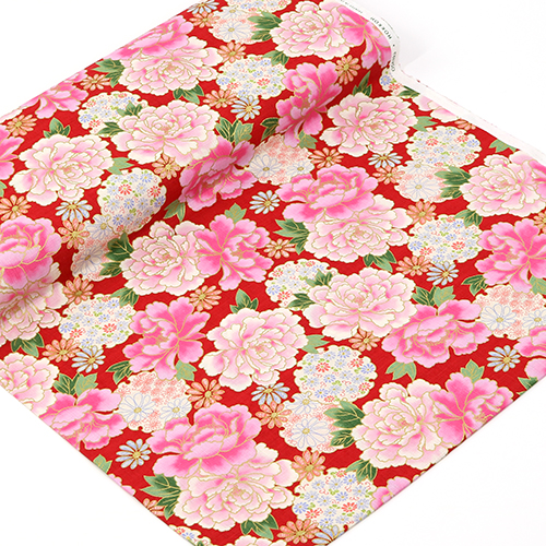 Vergoldete Pfingstrose Kyoto Blumenmuster Rot 3