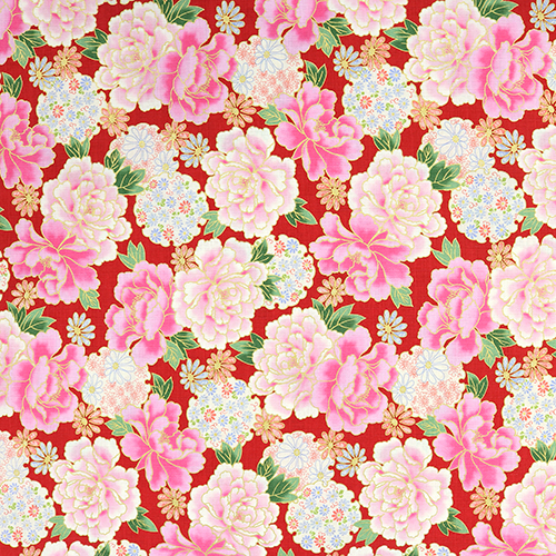 Vergoldete Pfingstrose Kyoto Blumenmuster Rot 4