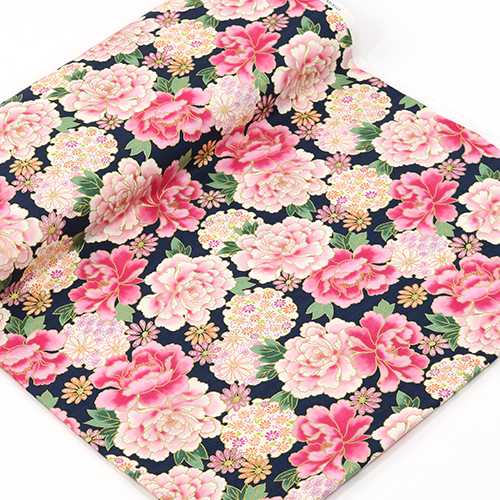 Vergoldete Pfingstrose Kyoto Blumenmuster Indigo 3