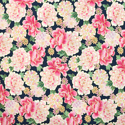 Vergoldete Pfingstrose Kyoto Blumenmuster Indigo 4