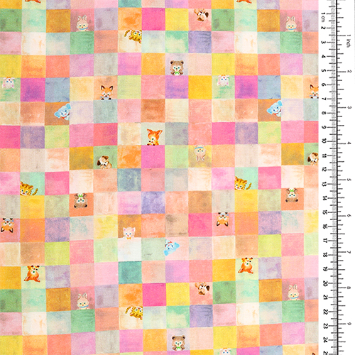 Warm Pastel Checker Cute Vintage Animals 1