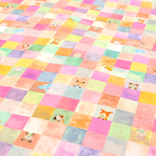 Warm Pastel Checker Cute Vintage Animals 5