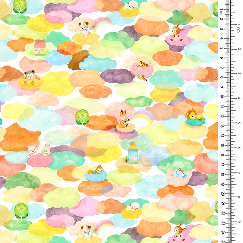 Warm Pastel Clouds Rainbows Cute Vintage Animals 1