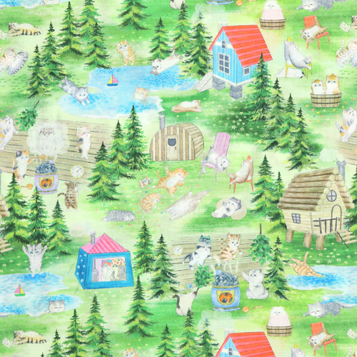 Vintage Katzen Glamping Urlaub Campingplatz Tag