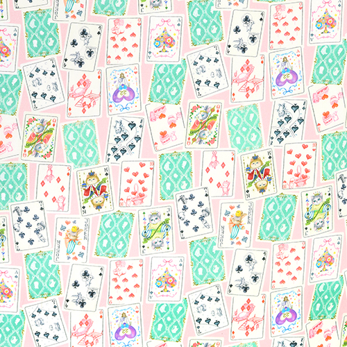 Jeux de cartes mignons vintage Tissu par Hokkoh