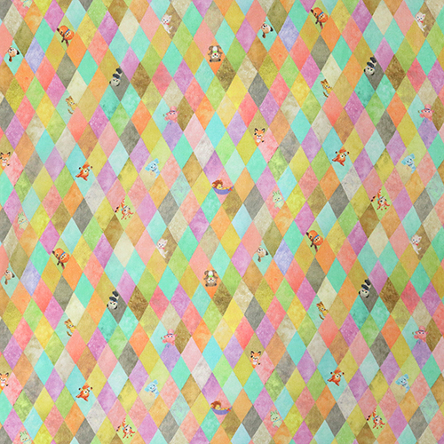 Diamants Petits Animaux Vintage Espionnant Chiffon Tissu par Hokkoh