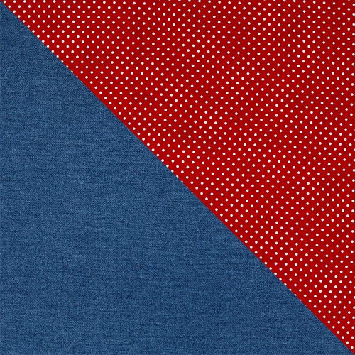 Wende Dunkler Denim Rote Punkte Stoff