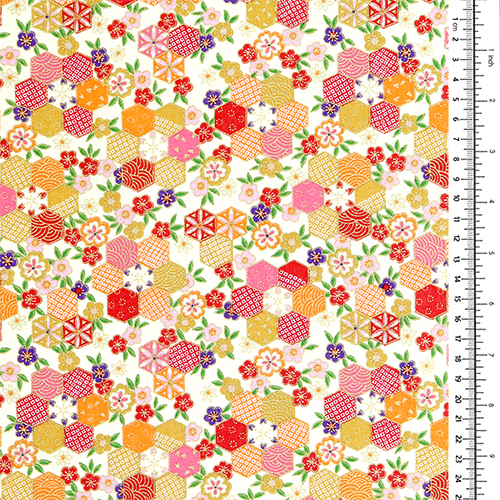 Hexagones Dorés Japonais Sakura Fleur de Prunier 1
